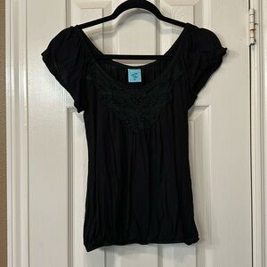 H.I.P. Flowy Black Cotton Blouse Shirt- Size M